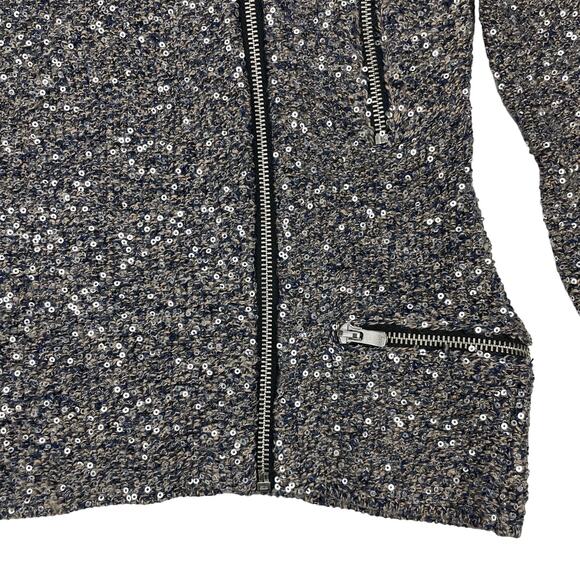 MAJE Brode Zip Shimmering Sequins Knitted Cardigan Sz Small - Picture 4 of 10
